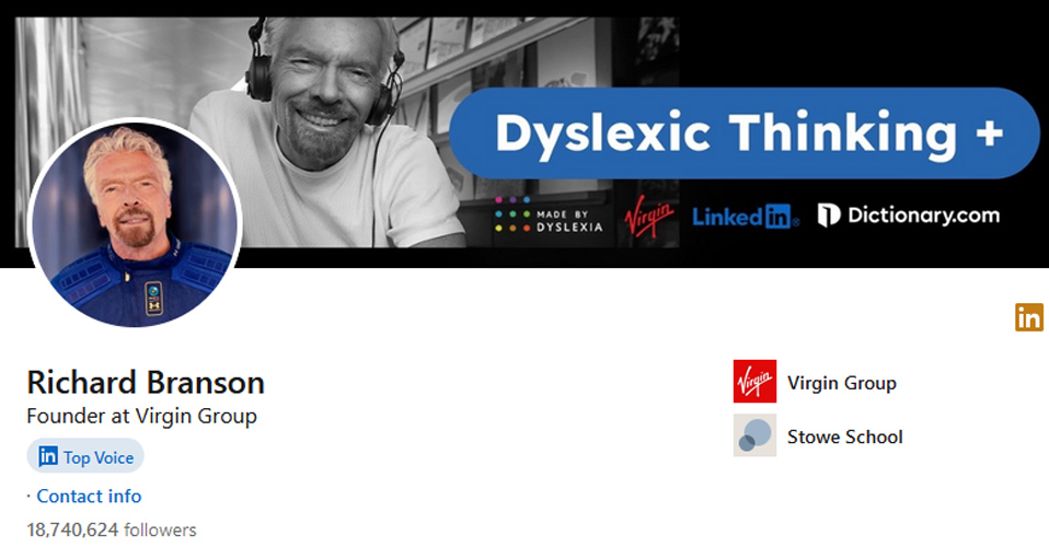 Richard Branson LinkedIn profile