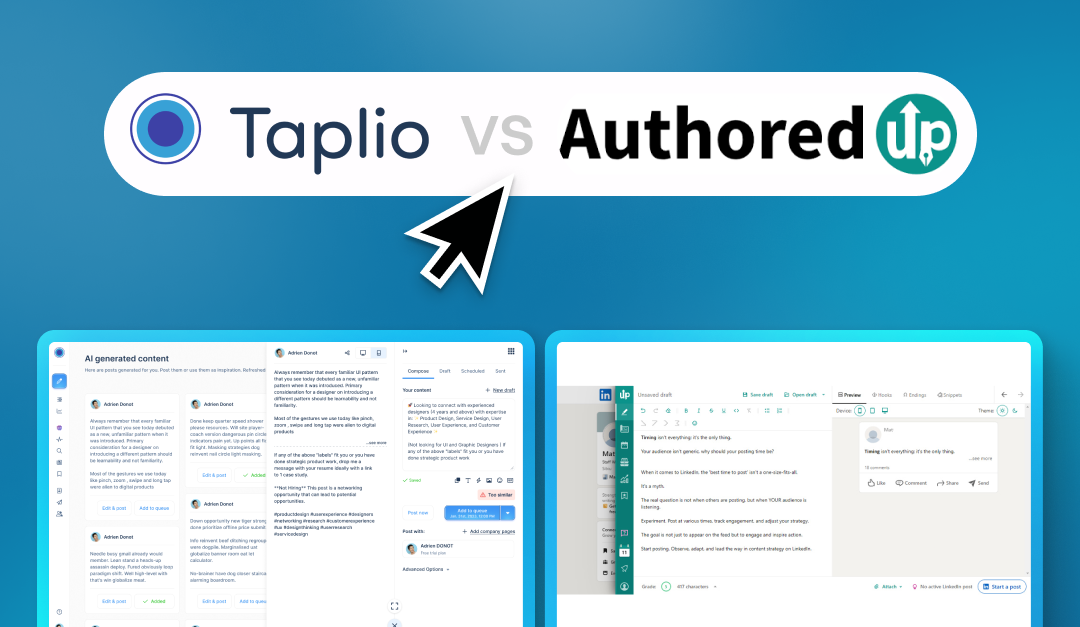 Taplio vs Authoredup: features comparison