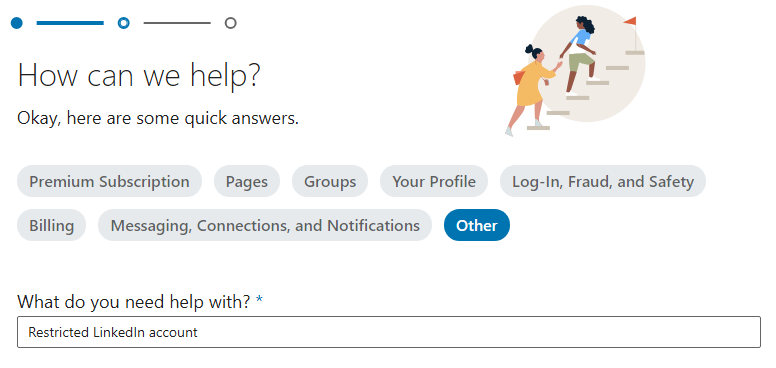 LinkedIn customer support